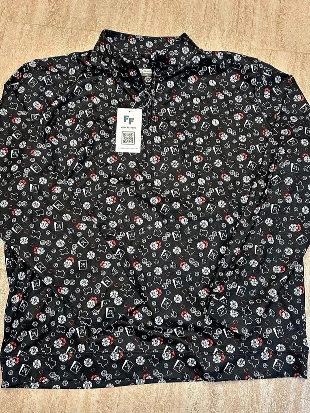 Fore Fathers McCarthy Geometric Button Down in Black & Red Size Medium NWT